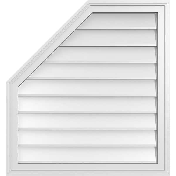 Ekena Millwork 28 in. x 30 in. Octagonal Surface Mount PVC Gable Vent: Decorative with Brickmould Frame