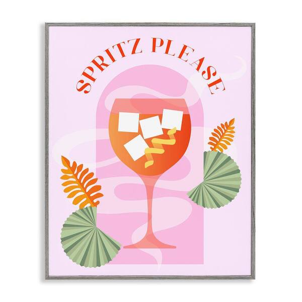 Stupell Industries Spritz Please Cocktail by Daphne Polselli Gray Framed Food Giclee Art Print 30 in. x 24 in.