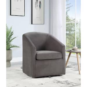 Arlo Fog Gray Velvet Accent Swivel Barrel Chair