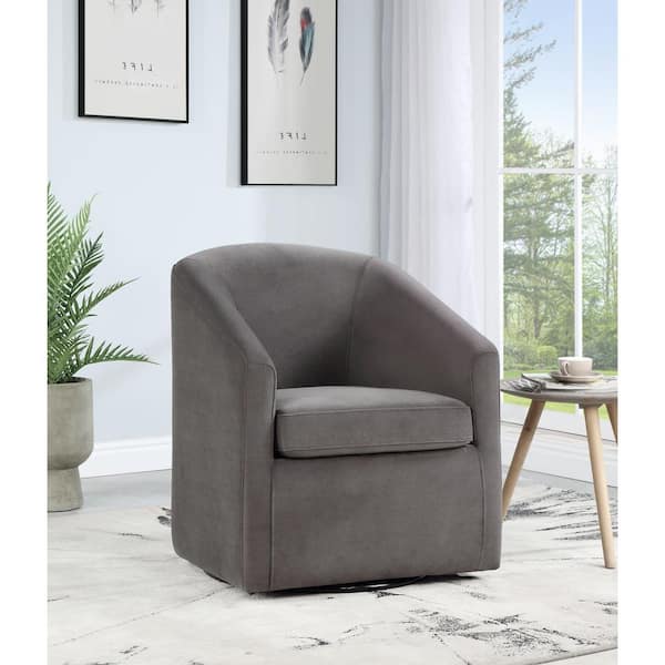 Steve Silver Arlo Fog Gray Velvet Accent Swivel Barrel Chair