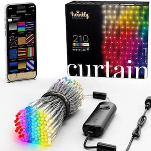 Twinkly Curtain App-Controlled 5 by 7 ft. 210-Bulb Multicolor RBG plus White Christmas LED string lights