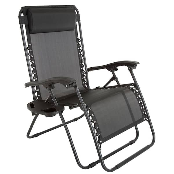 Pure Garden Oversized Zero Gravity Patio Lawn Chair in Black