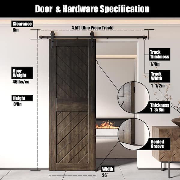 HOMACER XT4 26 in. x 84 in. C-Panel Ebony Slanted Stripe