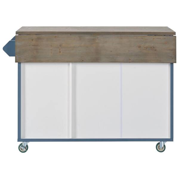 CESICIA White Mdf Base with Mdf Wood Top Rolling Kitchen Island (25.7-in x 51.57-in x 36.7-in)