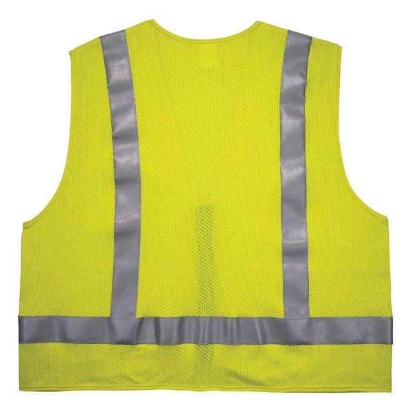 GloWear 8262FRZ 2XL/3XL Lime Hi-Vis FR Surveyor Vest - Type R Class 2, NFPA 70E, Solid Front, Mesh Back