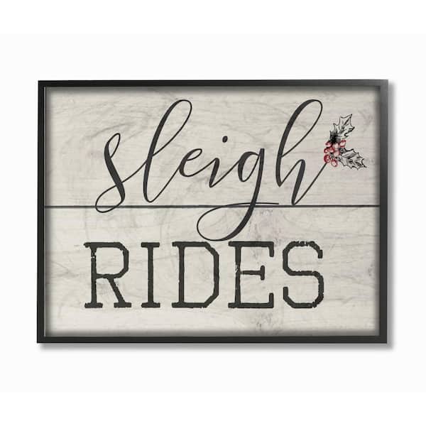 Stupell Industries Sleigh Rides Christmas Holiday Black and White Word Design Wall Plaque Multi-Color 13 x 19