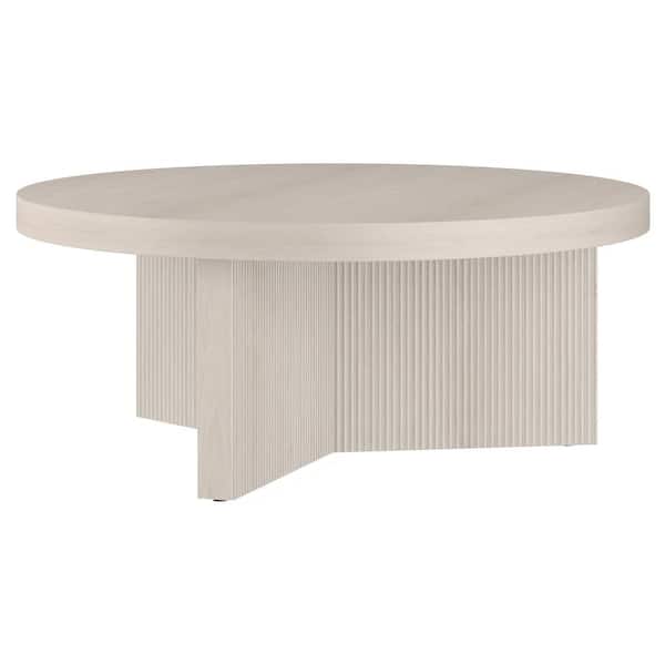 Meyer&Cross Holm 36 in. Alder White Round MDF Top Coffee Table