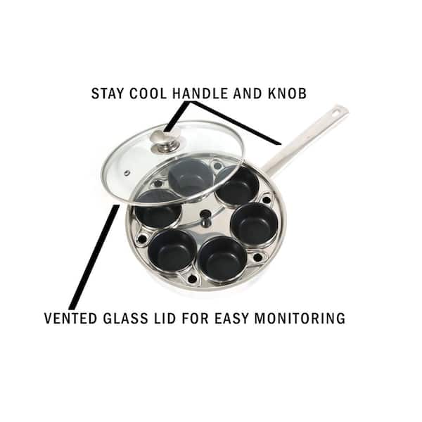 Mainstays Stainless Steel 8 4-Cup Egg Poacher with Glass Lid, Size: 8 inch