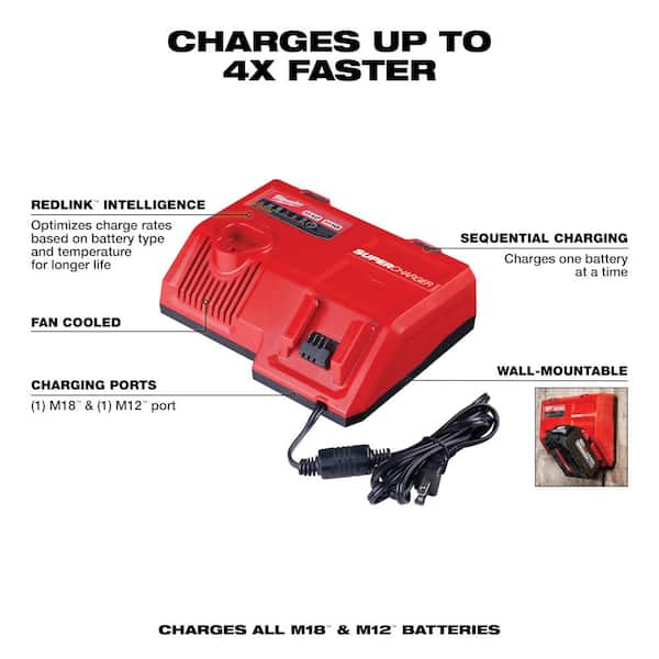 Milwaukee M12 and M18 12-Volt/18-Volt Lithium-Ion Multi-Voltage Super Charger  Battery Charger 48-59-1811 - The Home Depot