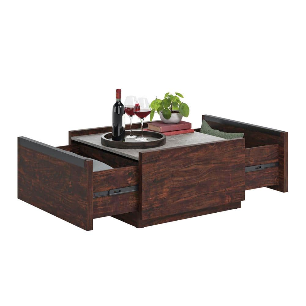 Manhattan Gate Square Rich Walnut Coffee Table with Storage