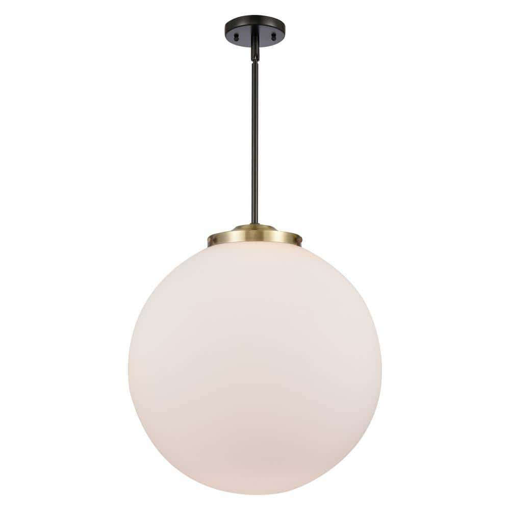 Beacon Black Antique Brass 19" Globe Pendant with Glass Shade