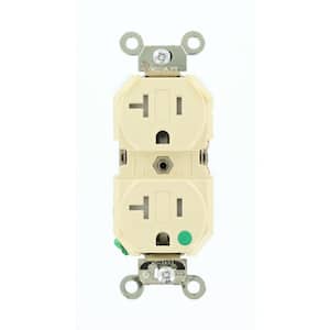 20 Amp Hospital Grade Extra Heavy Duty Tamper Resistant Self Grounding Duplex Outlet, Ivory