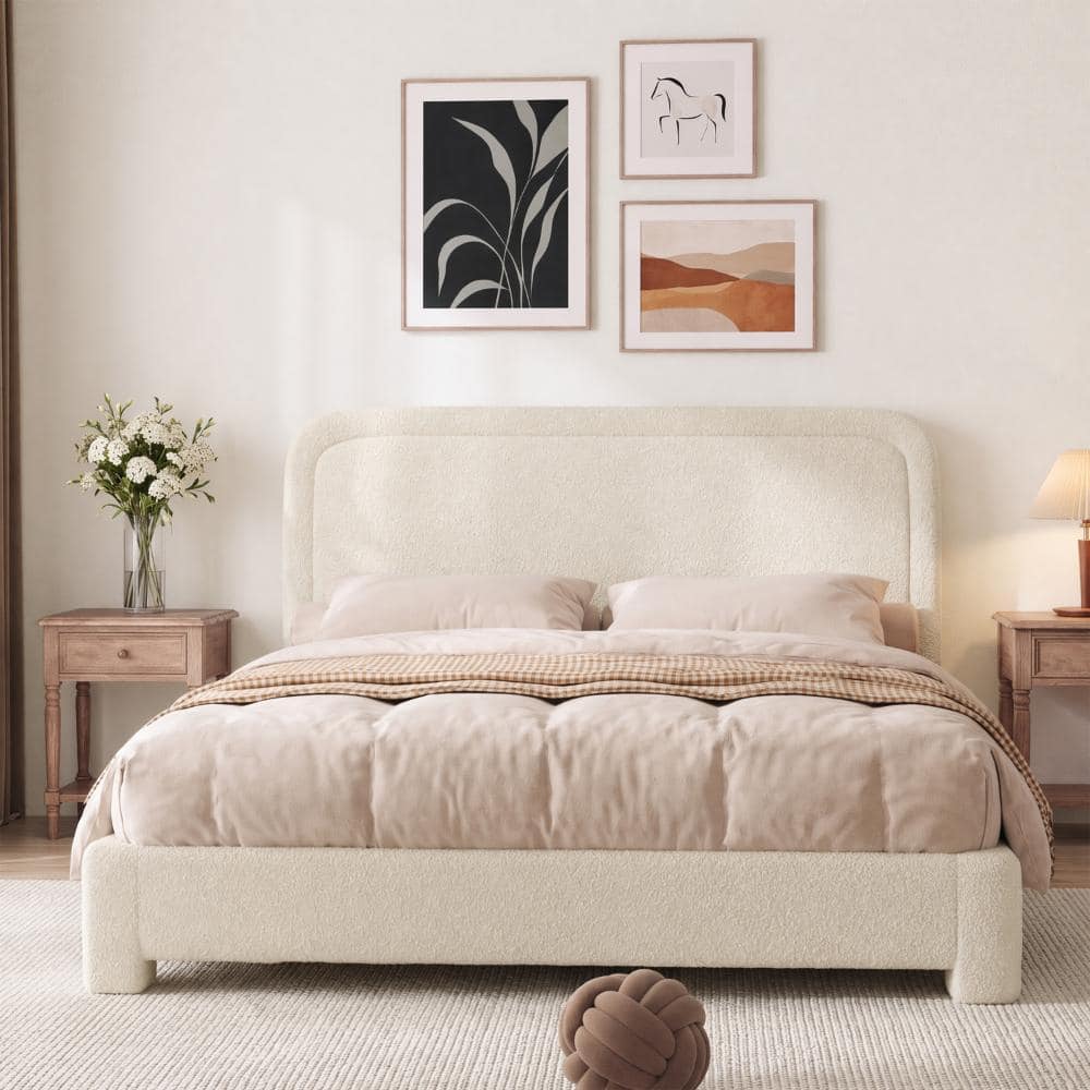Queen size Sherpa Modern Platform Bed with Adjustable Tufted Headboard and Slat Support price history on PriceWatchPro