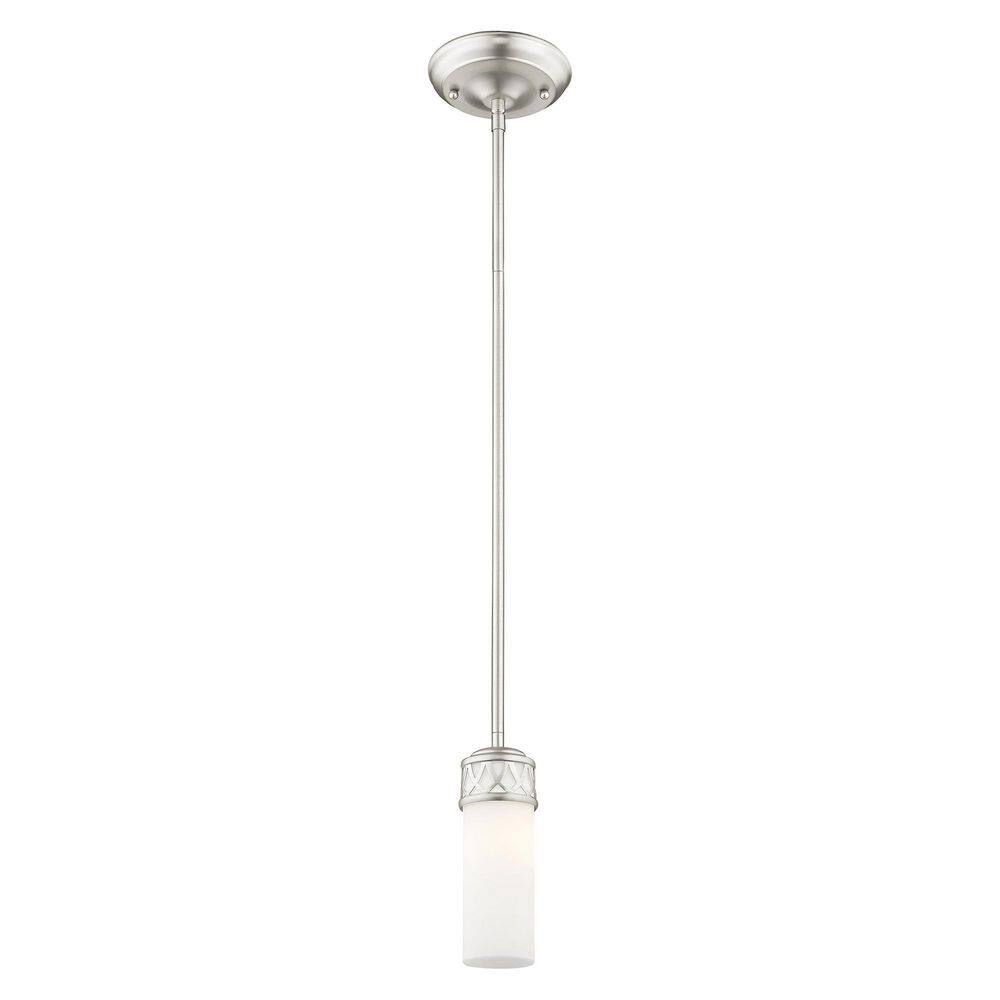 Elegant Brushed Nickel Mini Pendant with Satin White Glass Shade