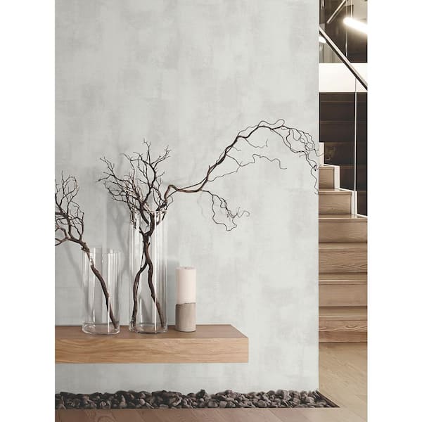 396 in. x 20.9 in. White Italian Plaster Wallpaper Roll