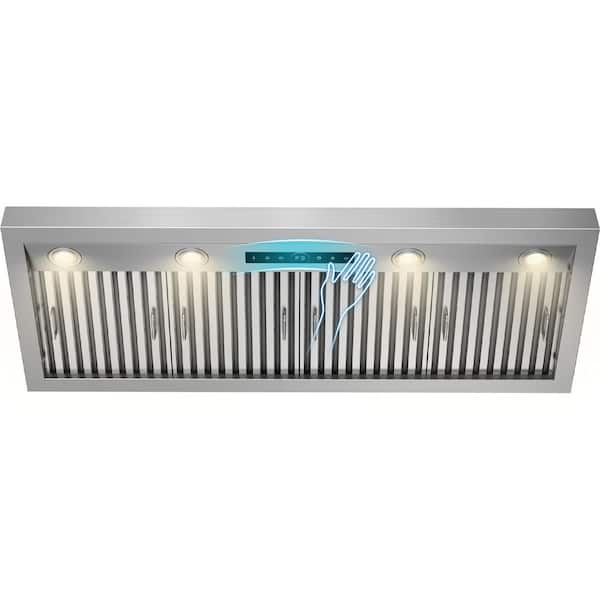 48 in. 1200 CFM Built-in/Insert Range Hood 4 Speed w/ Touch and Gesture Control, dimmable LED, Timer in Stainless Steel