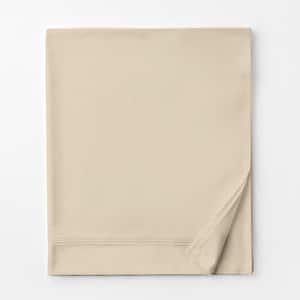 Legends Sand Solid 600-Thread Count Egyptian Cotton Sateen King Flat Sheet