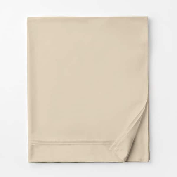 The Company Store Legends Sand Solid 600-Thread Count Egyptian Cotton Sateen King Flat Sheet
