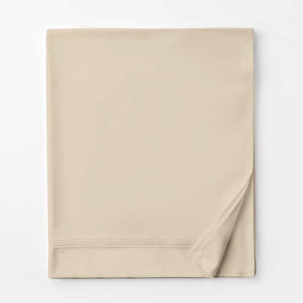 The Company Store Legends Sand Solid 600-Thread Count Egyptian Cotton Sateen Twin Flat Sheet