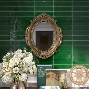 Rustic Victorian Green 2.95 in. x 11.81 in. Polished Ceramic Subway Wall Tile (10.76 sq. ft./Case)