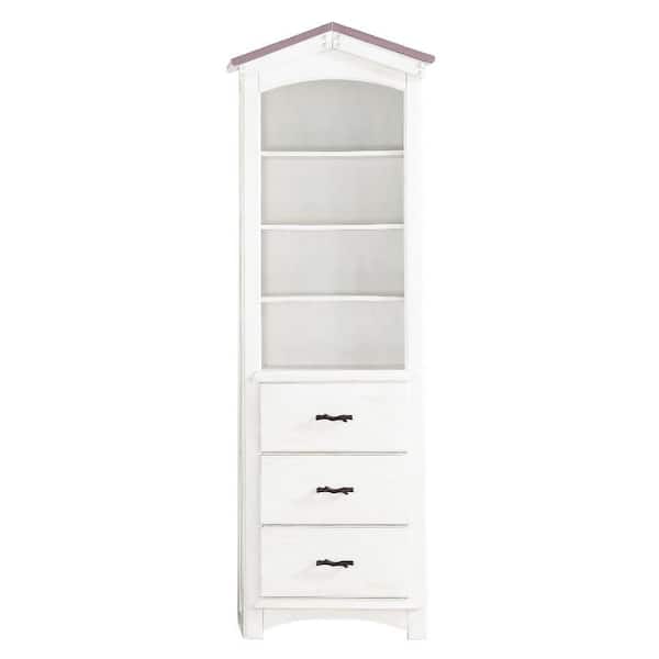 Acme Furniture Tree House 14 in. Wide Pink and White Finish 4 Standard Bookcase