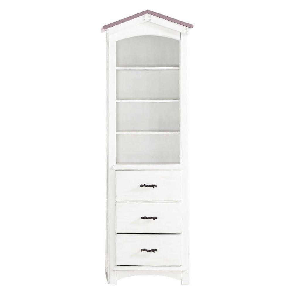 White Wood Tree House Kids' Bookshelf with Drawers