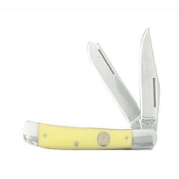 Bear and Son Cutlery 4-1/8 in. Carbon Steel Yellow Delrin Large Trapper Knife