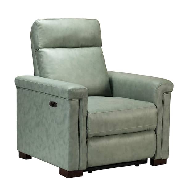 ARTFUL LIVING DESIGN Casio 36.02 in. Wide Grey Genuine Leather Power Recliner with USB Port