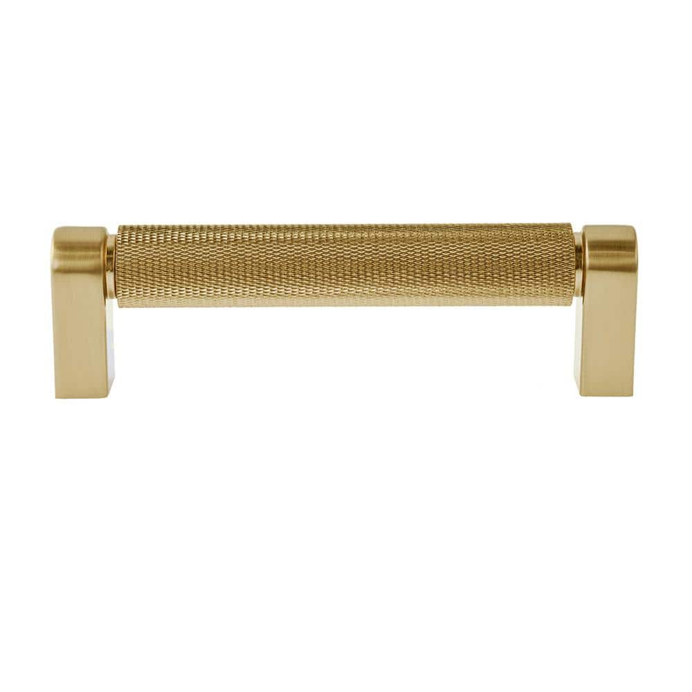 Kent Knurled Satin Brass 4" Center to Center Bar Pull