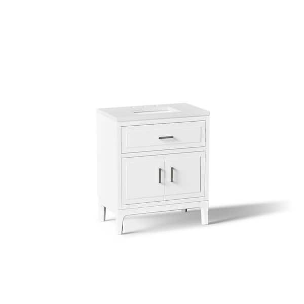 Seer 30 in. Single Sink Freestanding White Bath Vanity with White Quartz Top Assembled