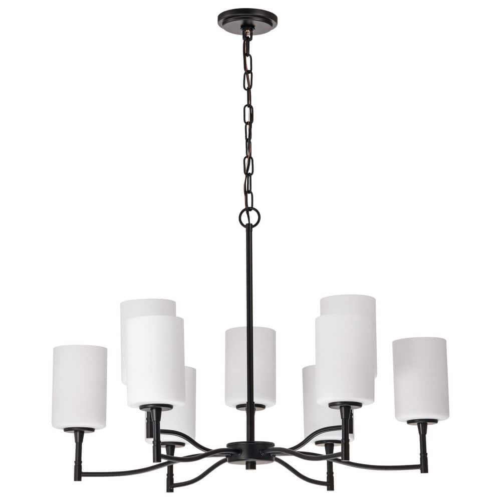 Liam 9-Light Matte Black Traditional Chandelier with White Opal Glass Shades price history on PriceWatchPro