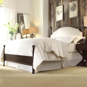 Cream Curved Top Cherry Brown Metal Poster Queen Bed