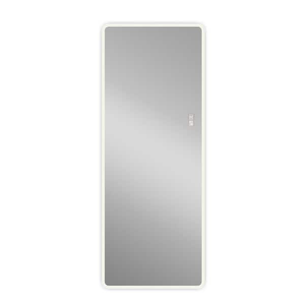 Unbranded 21.65 in. W x 64.96 in. H Rectangular Frameless LED Lighted Full-Length Wall Bathroom Vanity Mirror in Silver