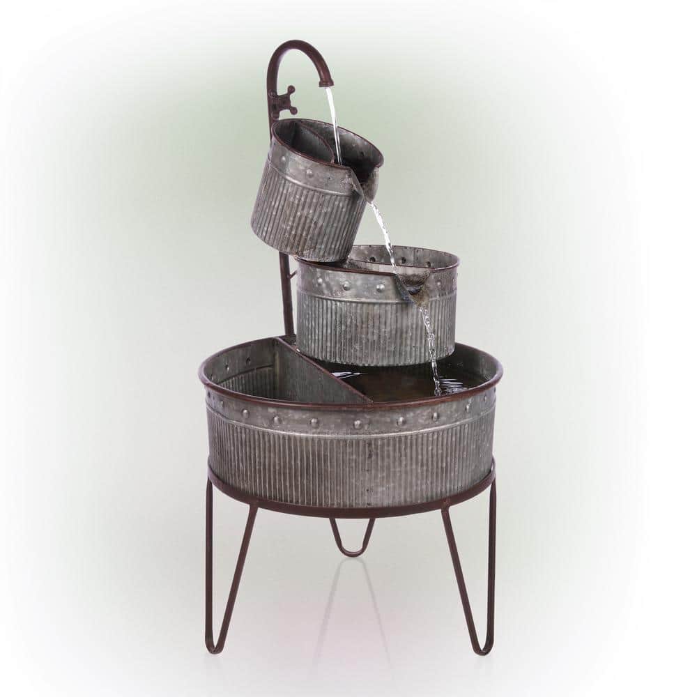 33 in. H 3-Tier Vintage Tubs and Planters Fountain