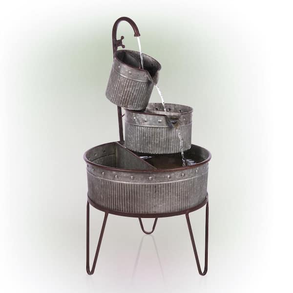 33 in. H 3-Tier Vintage Tubs and Planters Fountain