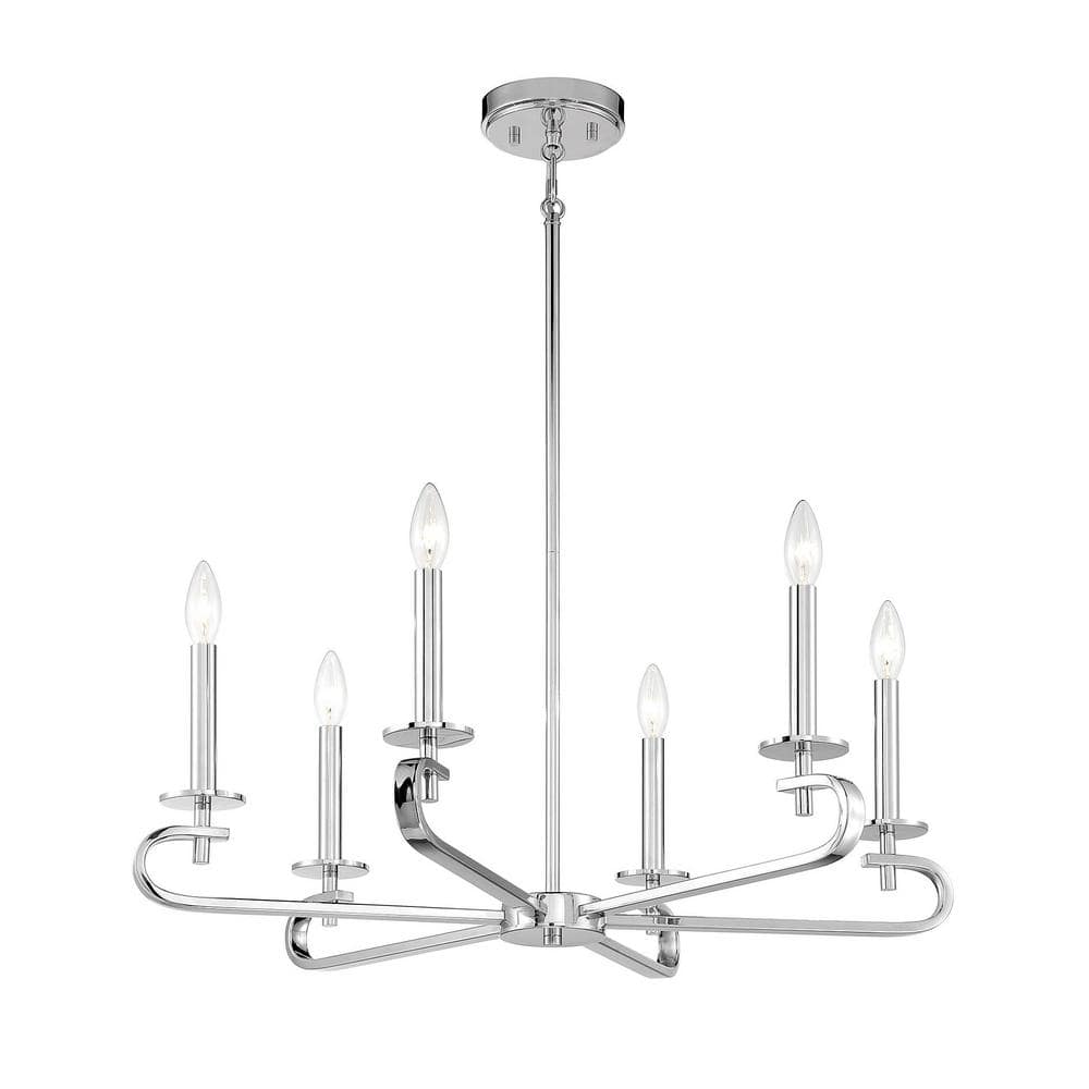 Torino Polished Nickel 6-Light Candle Chandelier