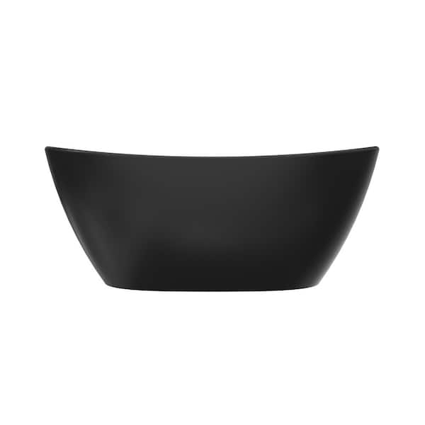 Moray 61 in. x 31.5 in. Solid Surface Stone Resin Flatbottom Freestanding Bathtub Soaking Bathtub in Matte Black