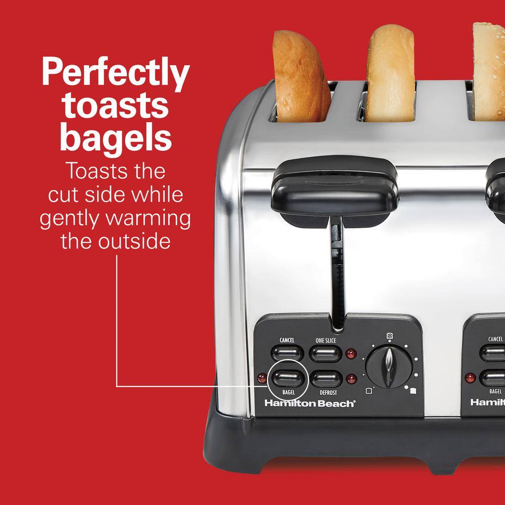 Stainless Steel 4-Slice Toaster with Wide Slots and Crumb Tray