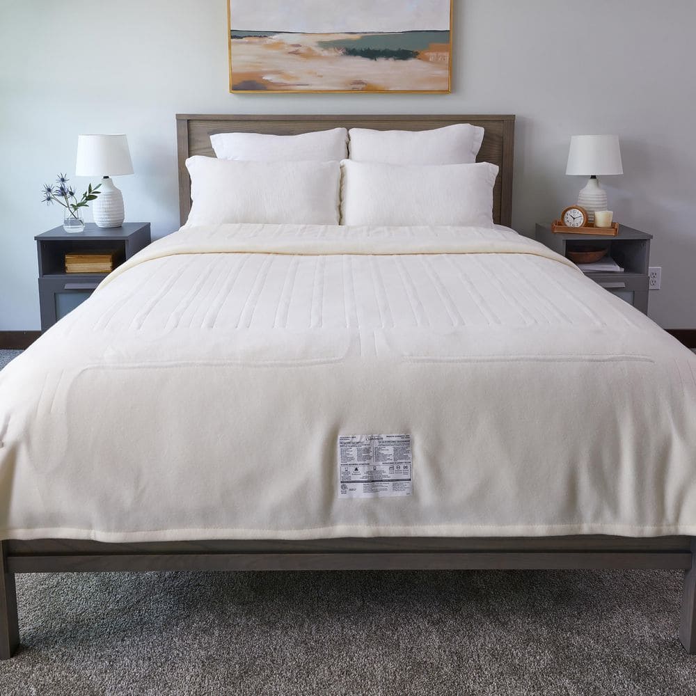 Sunbeam Cream Ultrafleece Twin Electric Blanket 11661 The Home Depot