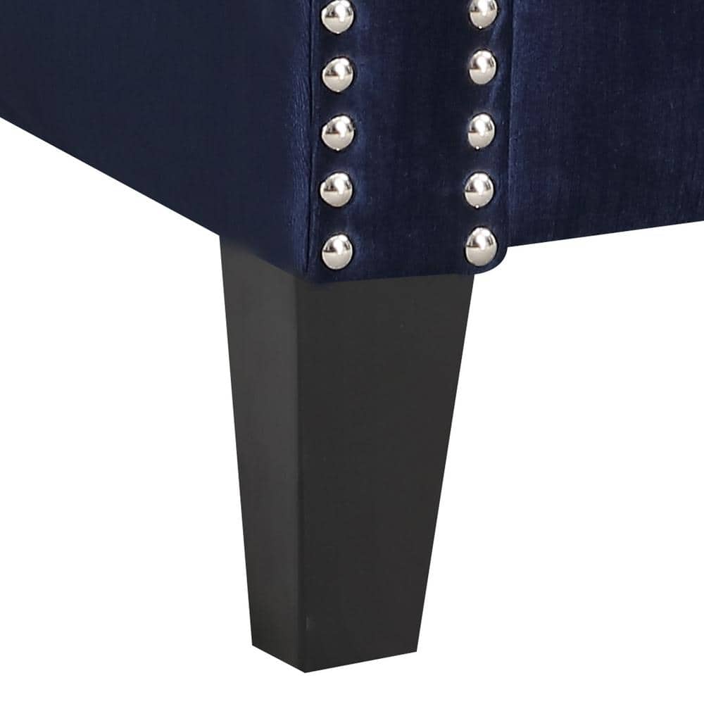 Teagan 35" Blue Polyester Accent Chair with Nailhead Trim
