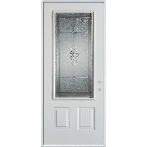 Stanley Doors 32 in. x 80 in. Victoria Zinc 3/4 Lite 2-Panel Painted White Left-Hand Inswing Steel Prehung Front Door