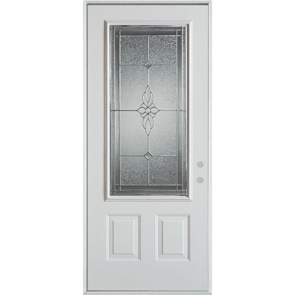 36 in. x 80 in. Victoria Classic Zinc 3/4 Lite 2-Panel Prefinished White Steel Prehung Front Door -  Stanley Doors, 1536E-D-36-L-Z