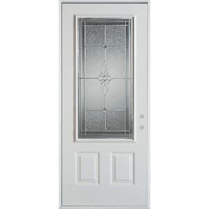 36 in. x 80 in. Victoria Classic Zinc 3/4 Lite 2-Panel Prefinished White Steel Prehung Front Door