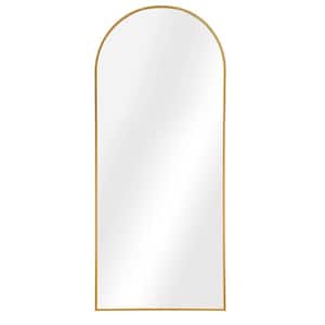 23.2 in. W x 64.9 in. H Arched Aluminium Alloy Metal Framed Wall Bathroom Vanity Mirror in Golden
