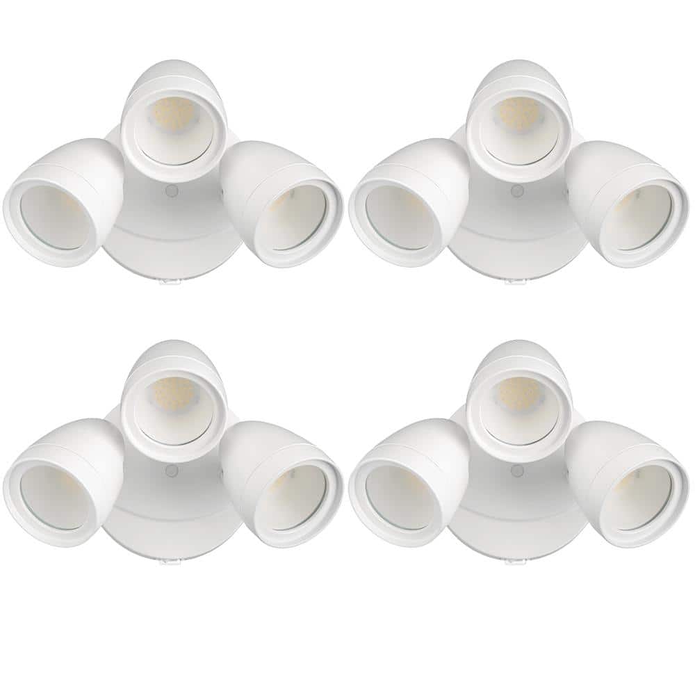 ETI LIGHTING 3-Head White Outdoor Integrated LED Security Flood
