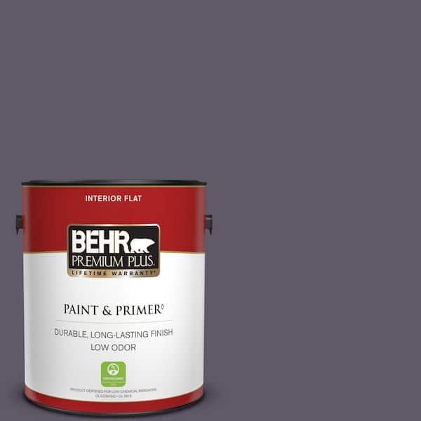 BEHR PREMIUM PLUS 1 gal. #S570-7A Plush Purple Flat Low Odor Interior Paint & Primer
