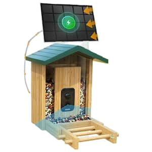 Bamboo Bird Feeder Smart Solar-Powered Bird Feeder, Auto Capture Bird and Motion Detection IP66 Bird Feeder Camera