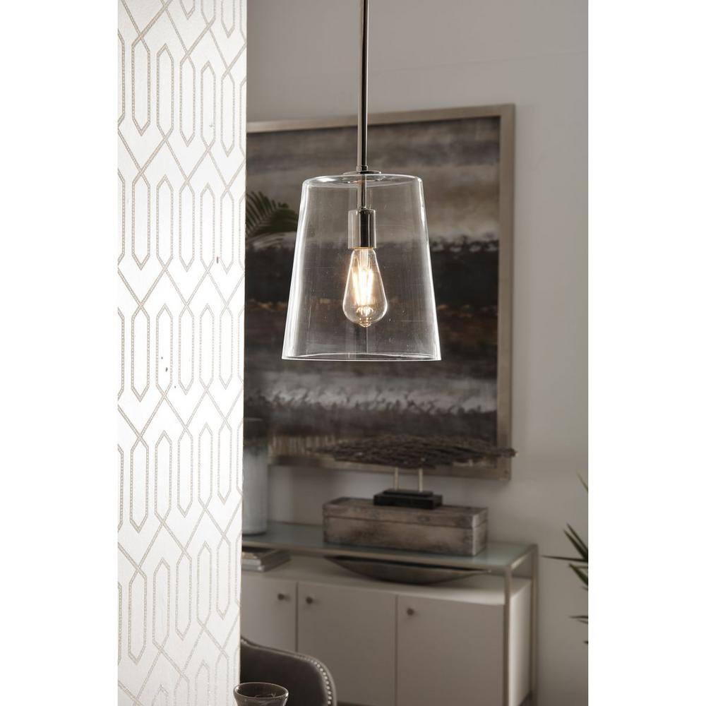 Sleek Coastal Brushed Nickel Pendant with Clear Glass Shade