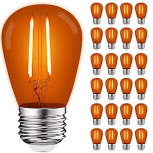 11-Watt Equivalent S14 Edison LED Orange Light Bulb 0.5-Watt, Outdoor String Light Bulb UL, E26 Base Wet Rated (24-Pack)