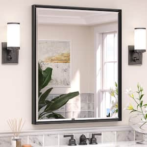 30 in. W x 36 in. H Rectangular Framed Beveled Edge Wall Bathroom Vanity Mirror in Black